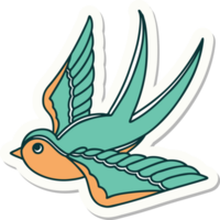 sticker of tattoo in traditional style of a swallow png
