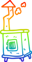 rainbow gradient line drawing of a cartoon wood burner png