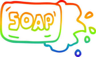 rainbow gradient line drawing of a cartoon bar of soap png