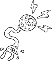 hand drawn black and white cartoon gross electric eyeball png