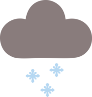 flat color retro cartoon of a storm snow cloud png