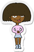 sticker of a cartoon sly woman png