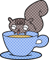 cartoon squirrel drinking tea png