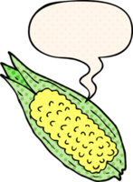 cartoon corn with speech bubble in comic book style png