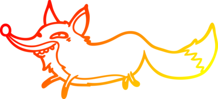 warm Gradient Linie Zeichnung von ein süß Karikatur schlau Fuchs png