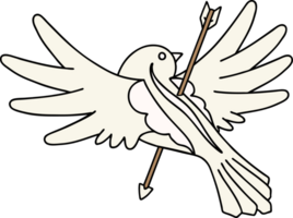 tattoo in traditional style of a dove pierced with arrow png