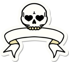 tattoo style sticker with banner of a skull png