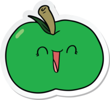 pegatina de una manzana riendo de dibujos animados png