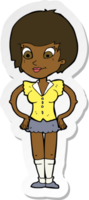 sticker of a cartoon pretty woman with hands on hips png