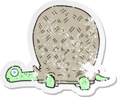 retro distressed sticker of a cartoon tortoise png