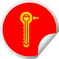 circulaire pellen sticker tekenfilm van een heet thermometer png