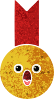 retro illustration stil tecknad serie av en guld medalj png