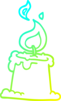 cold gradient line drawing of a cartoon lit candle png