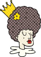 cartoon doodle queen in makeup and huge wig png