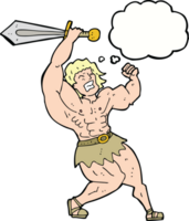 cartoon barbarian hero with thought bubble png