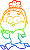 arcobaleno pendenza linea disegno di un' cartone animato contento vecchio donna png