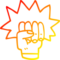 warm gradient line drawing of a cartoon punching fist png