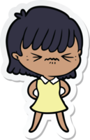 sticker of a annoyed cartoon girl png