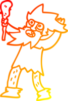 caloroso gradiente linha desenhando do uma desenho animado caverna homem png