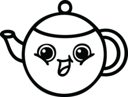 linje teckning tecknad serie av en te pott png