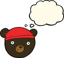 tekenfilm zwart beer gezicht met gedachte bubbel png