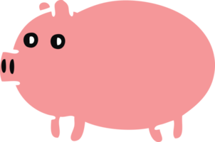 flat color retro cartoon of a fat pig png