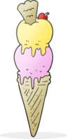 main tiré dessin animé la glace crème cône png