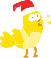 piatto colore illustrazione di uccello indossare Natale cappello png