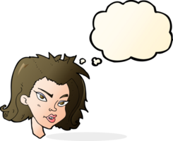 cartoon female face with thought bubble png