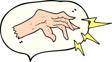 hand drawn comic book speech bubble cartoon hand casting spell png