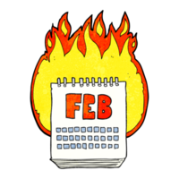 hand textured cartoon calendar showing month of february png