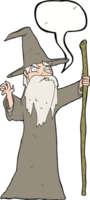 cartoon old wizard with speech bubble png