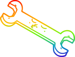 rainbow gradient line drawing of a cartoon spanner png