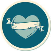 sticker of tattoo in traditional style of a heart and banner png