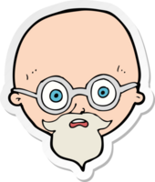 sticker van een cartoon geschokte man met baard png