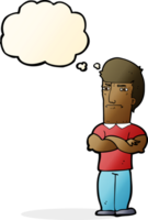 cartoon annoyed man with folded arms with thought bubble png