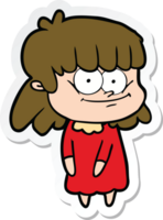 sticker of a cartoon smiling woman png