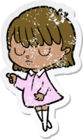 distressed sticker of a cartoon woman png