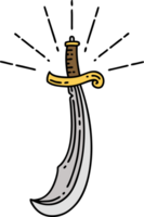 illustration of a traditional tattoo style scimitar sword png