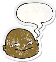 dessin animé chauve homme avec discours bulle affligé affligé vieux autocollant png