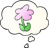 cute cartoon flower with thought bubble in smooth gradient style png