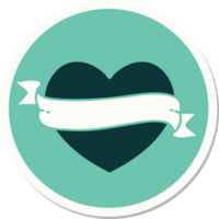 sticker of tattoo in traditional style of a heart and banner png