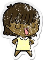 distressed sticker of a cartoon woman png