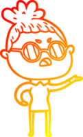 warm gradient line drawing of a cartoon annoyed woman png