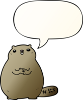 cartoon beaver with speech bubble in smooth gradient style png