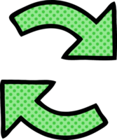 comic book style cartoon of a recycling arrows png