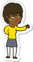 sticker of a cartoon woman with sticking plaster on face png