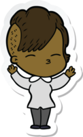 sticker of a cartoon squinting girl png