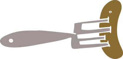 cartoon doodle sausage on fork png