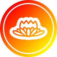 lótus flor circular ícone com caloroso gradiente terminar png